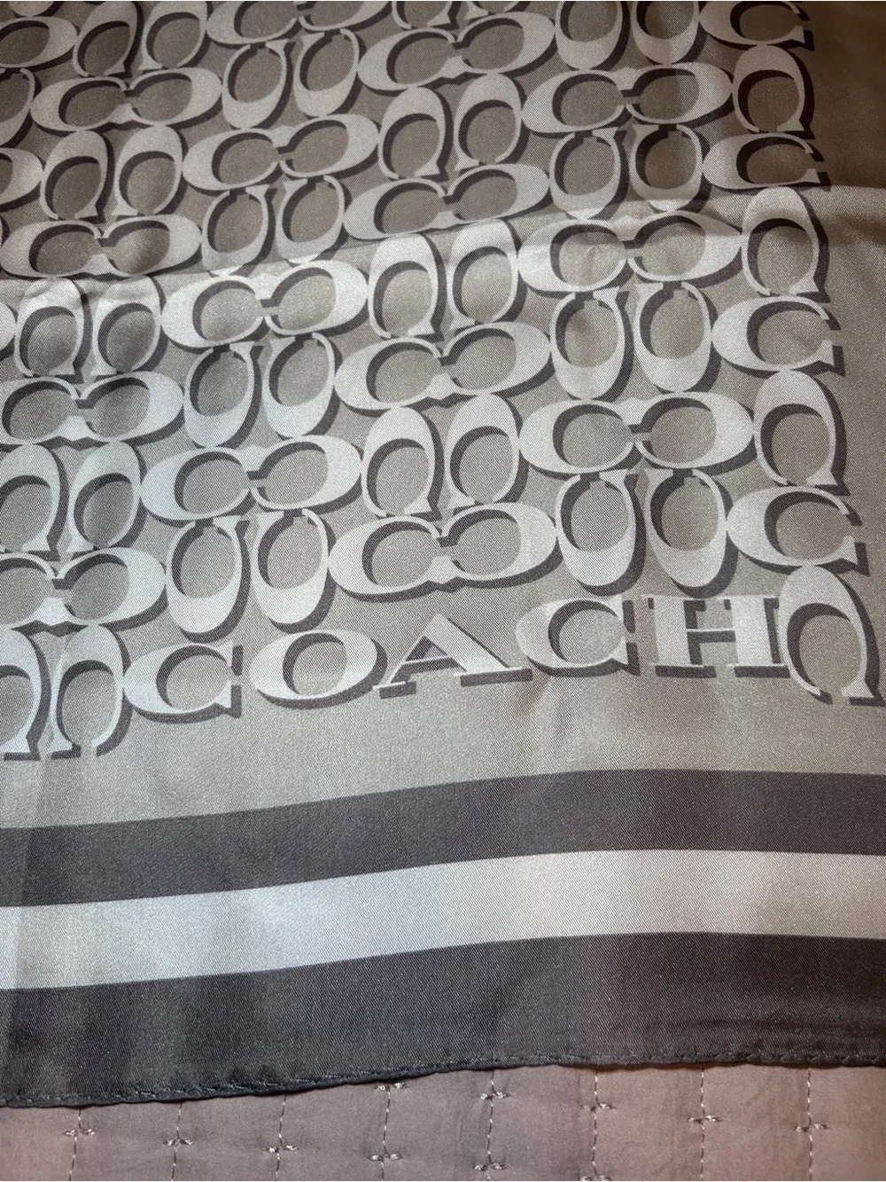 Coach Signature C Pattern Silk Square Scarf - Bone & Ivory NWT